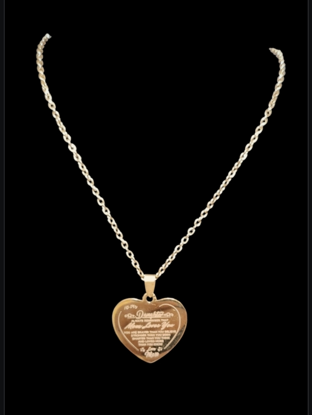 Simple Golden Heart Pendant Necklace - Picture 2 of 4